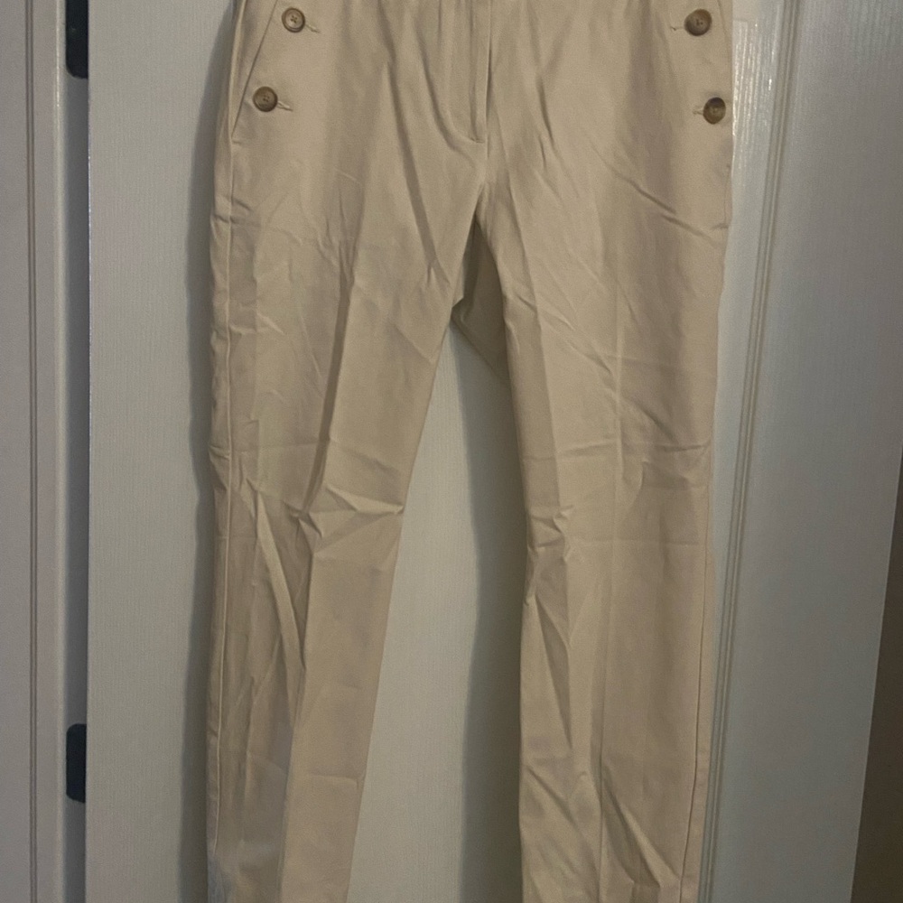 LOFT Tan Cropped Ankle Pants with Lightweight Fabric